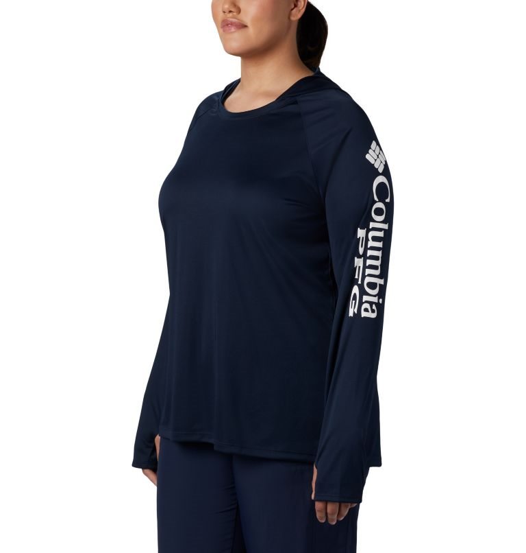 Women\'s Columbia PFG Tidal Tee Hoodie Navy | Plus Size CA-IA135